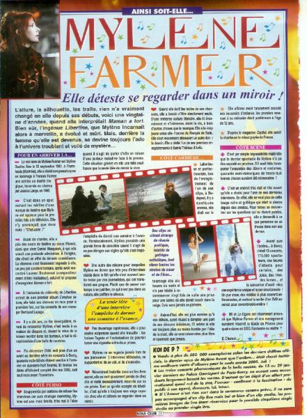 Article sur Mylène trouvé dans Star club